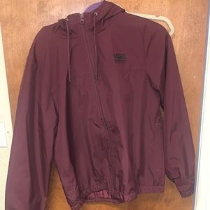Vans Maroon light rain/wind jacket with hood! never worn.